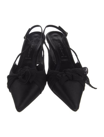 Casadei Satin Bow Accents Slingback Pumps