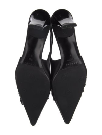 Casadei Satin Bow Accents Slingback Pumps