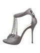 Casadei Suede Crystal Embellishments T-Strap Sandals