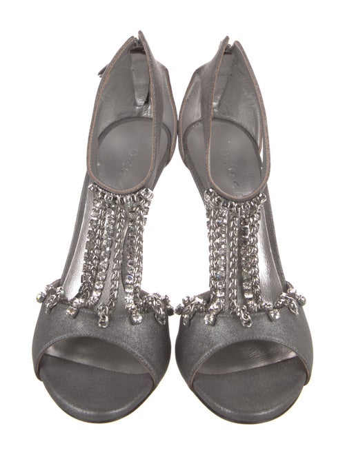 Casadei Suede Crystal Embellishments T-Strap Sandals