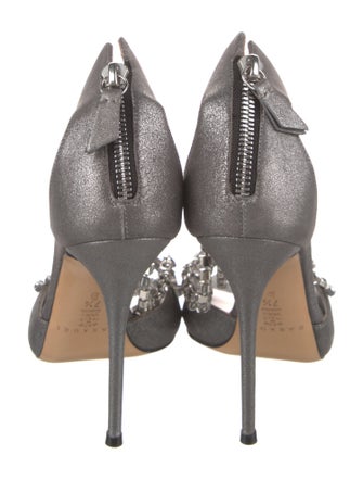 Casadei Suede Crystal Embellishments T-Strap Sandals