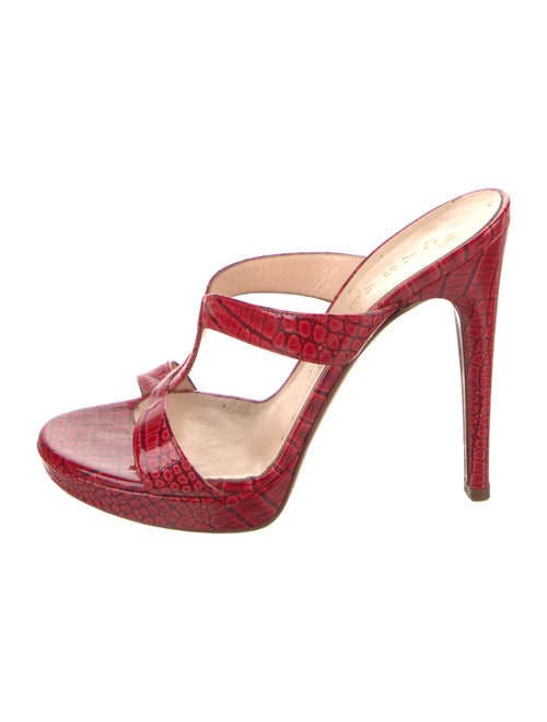 Casadei Embossed Leather Animal Print Slides