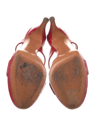 Casadei Embossed Leather Animal Print Slides