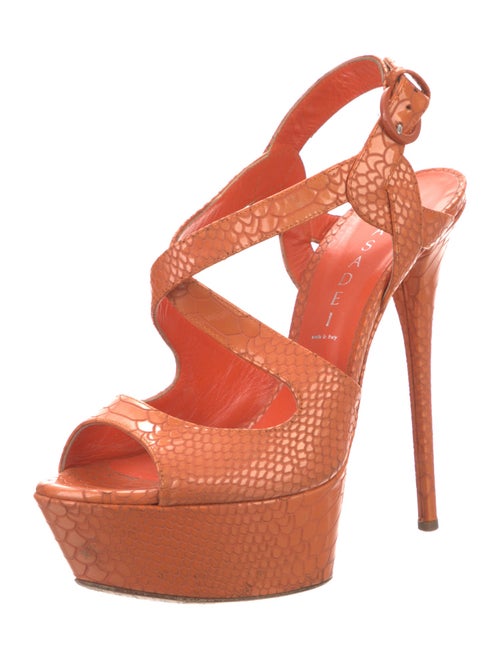 Casadei Patent Leather Animal Print Sandals