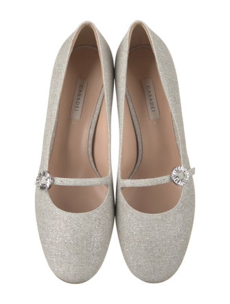 Casadei Canvas Crystal Embellishments Pumps