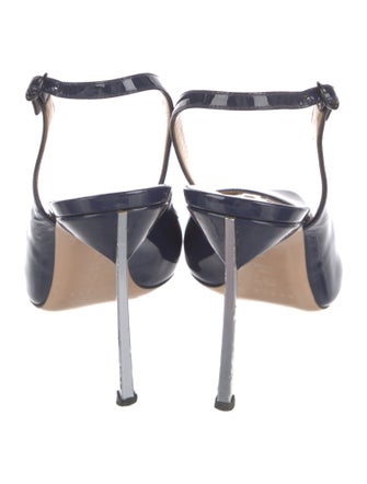 Casadei Patent Leather Animal Print Slingback Pumps