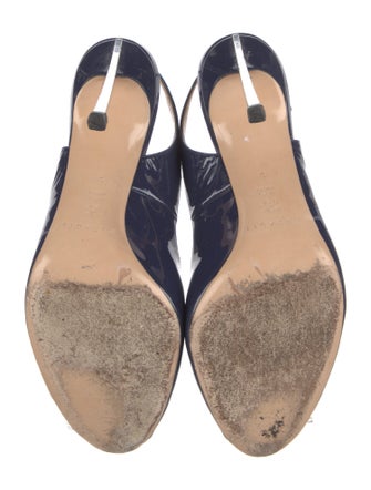 Casadei Patent Leather Animal Print Slingback Pumps