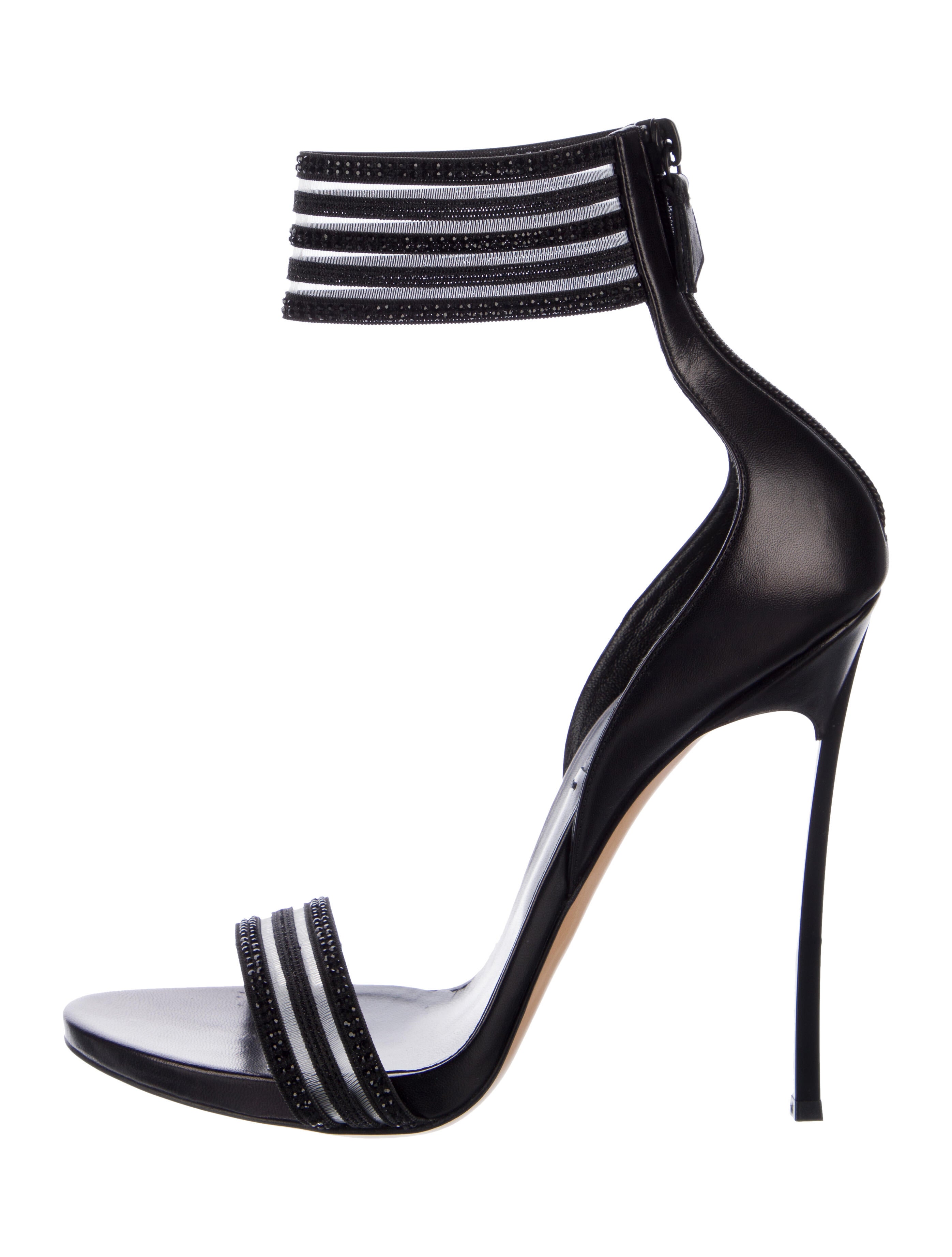 Casadei Leather Striped Sandals