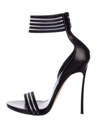Casadei Leather Striped Sandals
