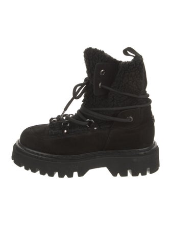 Casadei Suede Fur Trim Combat Boots