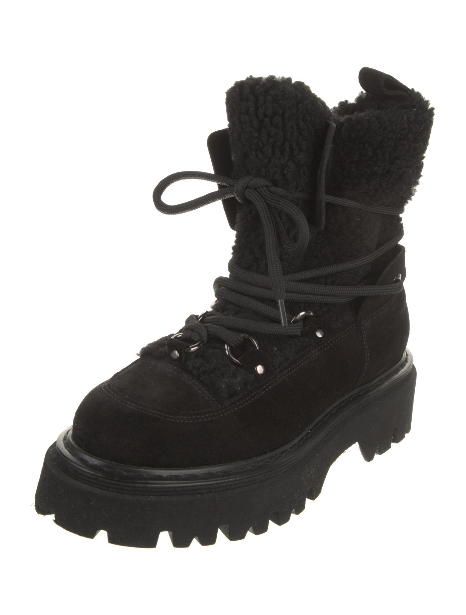 Casadei Suede Fur Trim Combat Boots