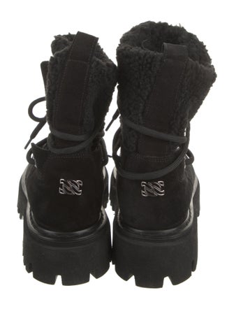 Casadei Suede Fur Trim Combat Boots