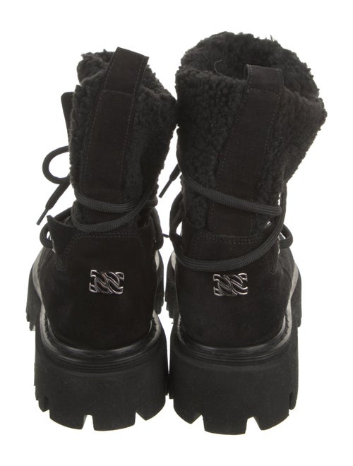 Casadei Suede Fur Trim Combat Boots