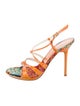 Casadei Leather Floral Print Slingback Sandals