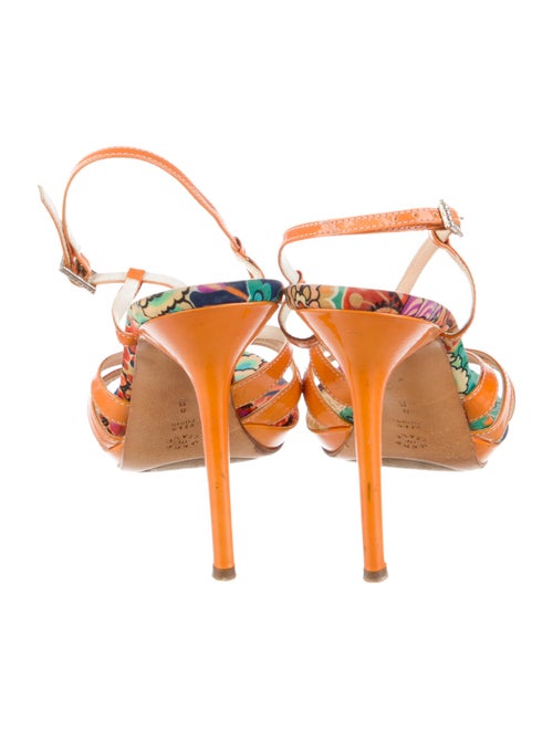 Casadei Leather Floral Print Slingback Sandals