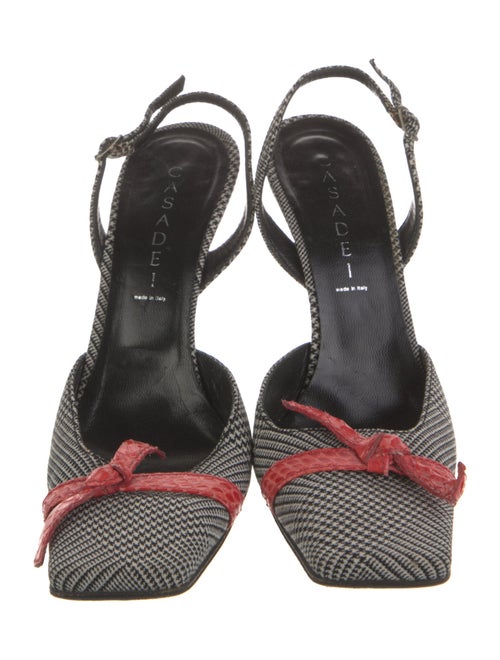 Casadei Printed Bow Accents Slingback Pumps