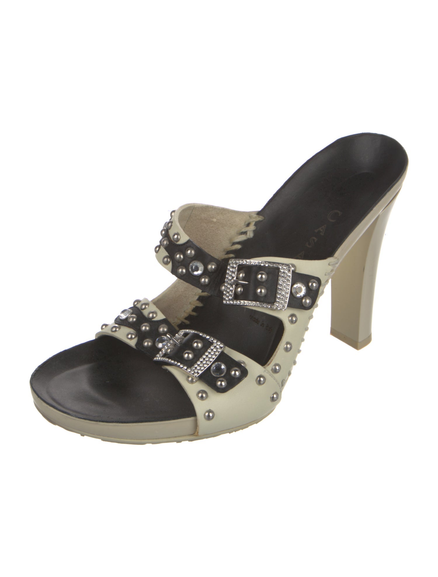 Casadei Leather Printed Slides