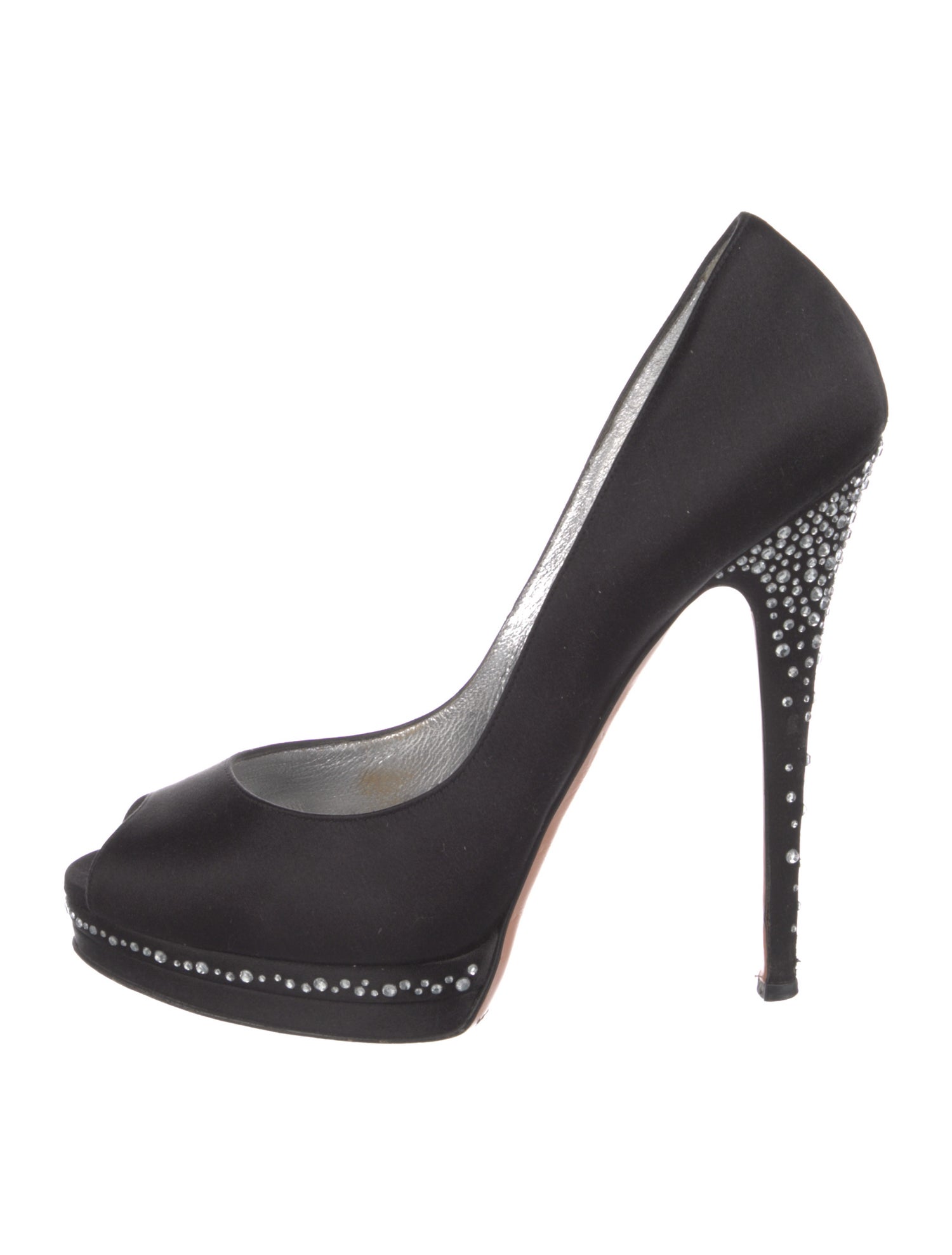 Casadei Satin Crystal Embellishments Pumps