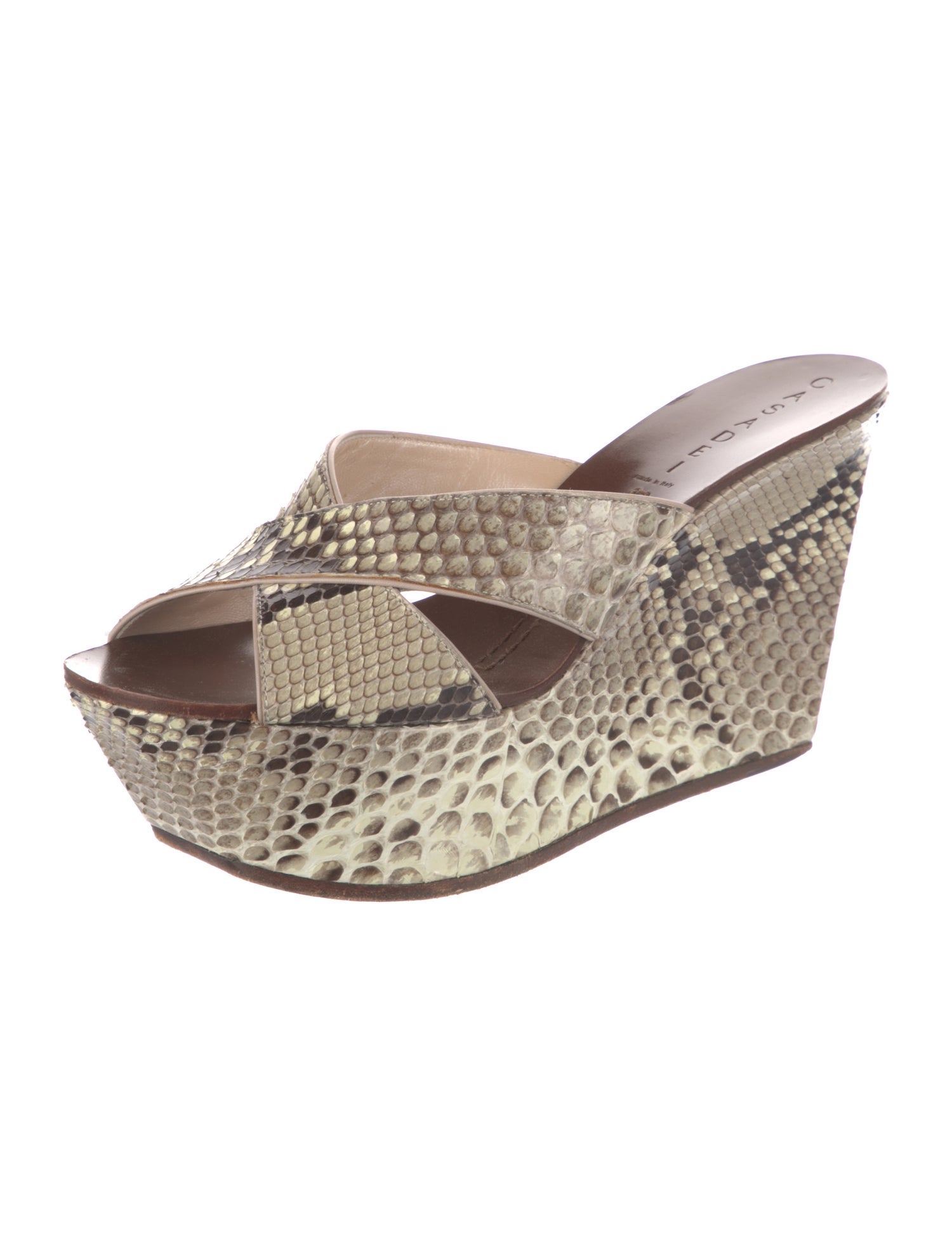 Casadei Snakeskin Animal Print Slides
