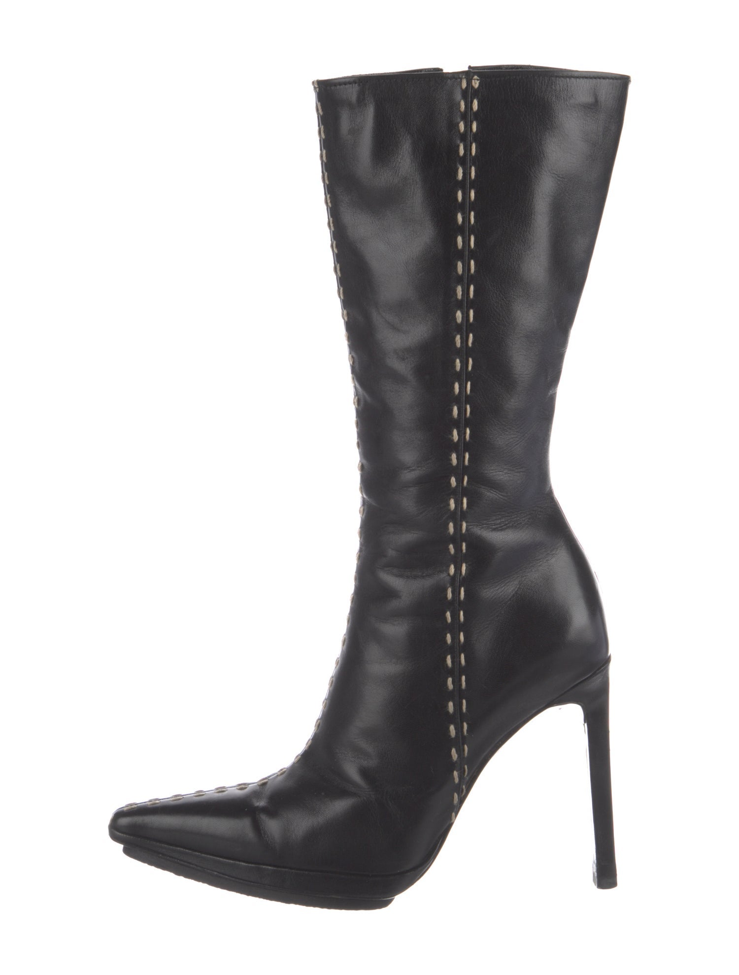 Casadei Leather Embroidered Accent Boots