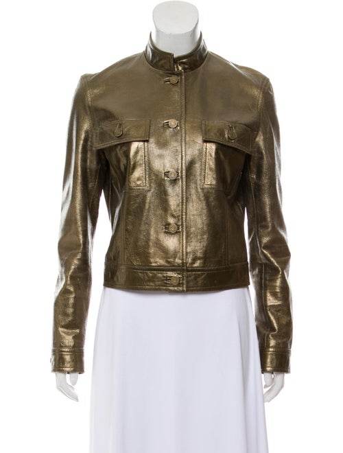 Celine Metallic Leather Jacket Gold