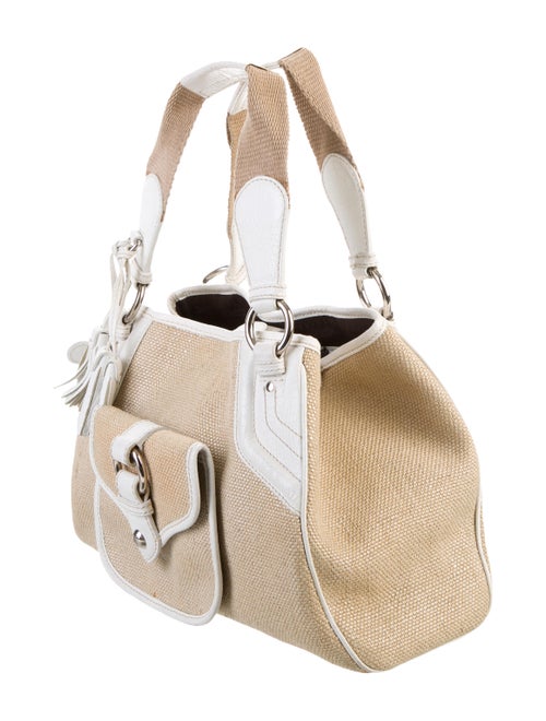 Celine Embossed LeatherTrim Straw Tote Handbags CEL107472 The RealReal