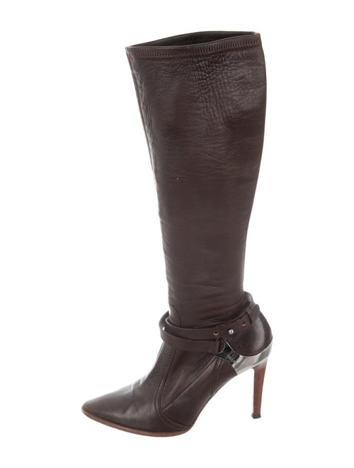 Celine Leather Knee-High Boots Brown