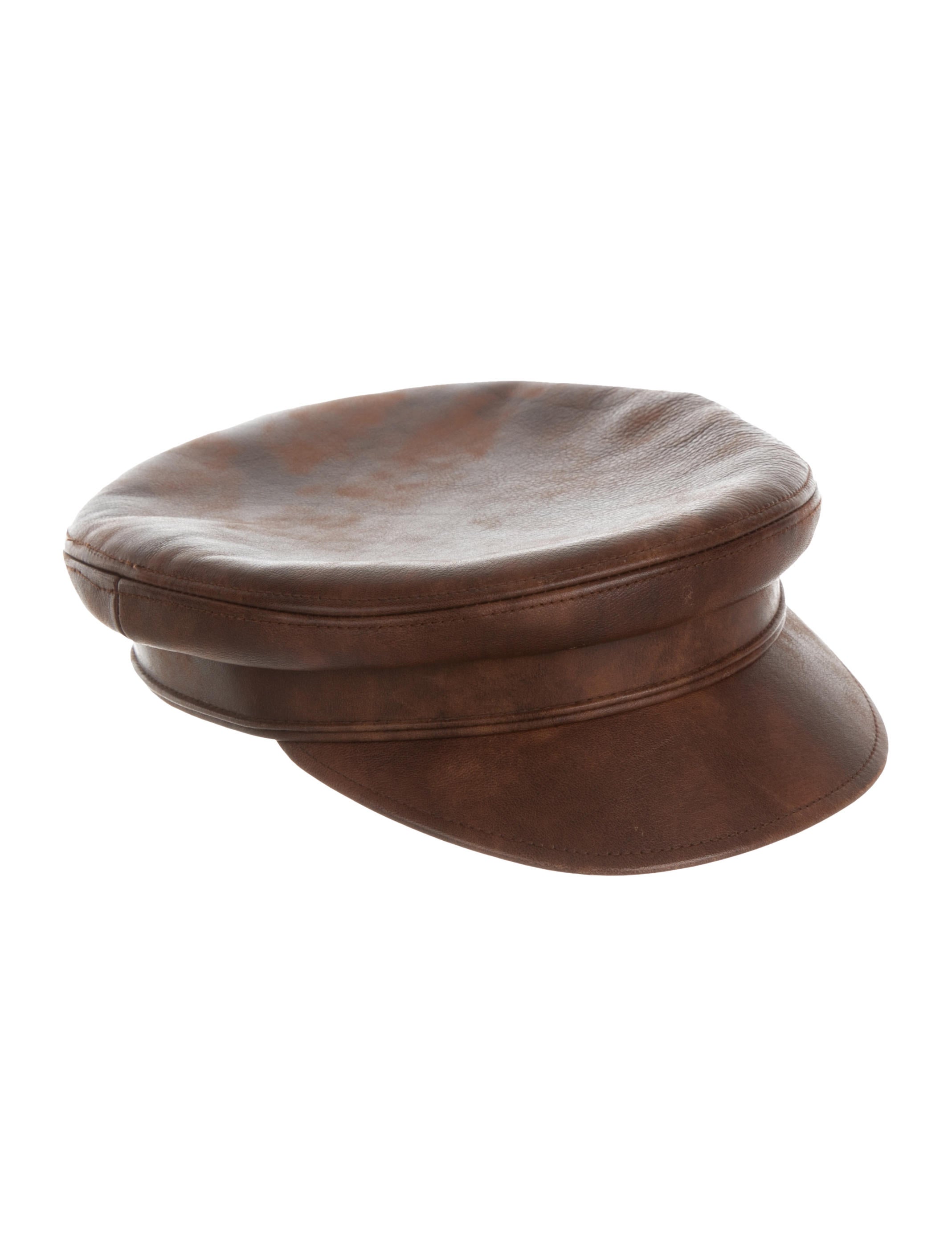 distressed leather newsboy cap