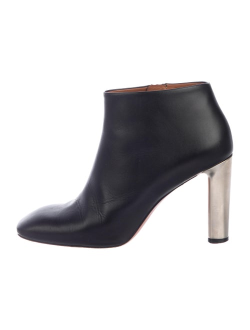 Celine Leather Square-Toe Boots Black