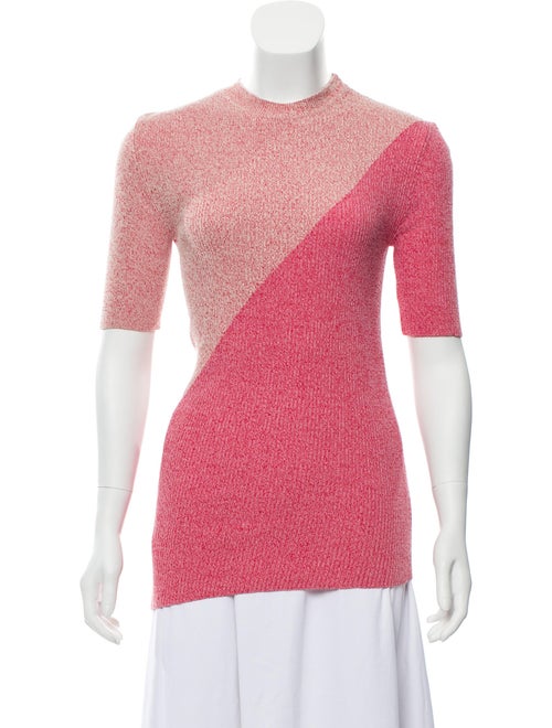 Céline Short Sleeve Rib Knit Sweater Magenta