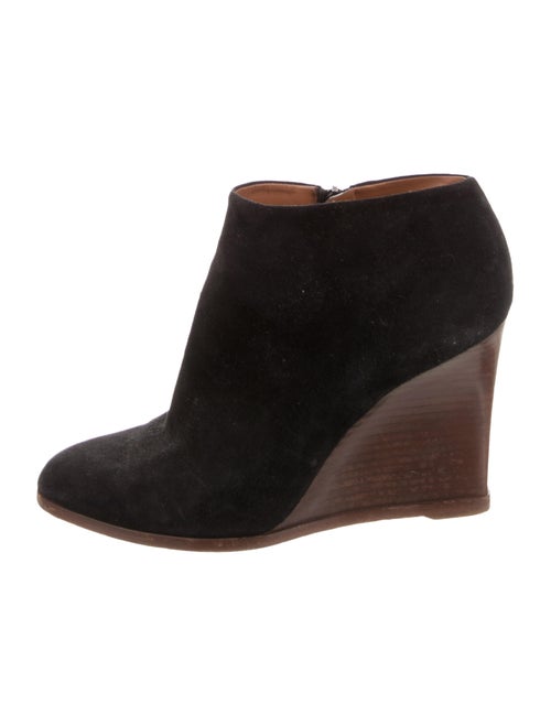 Celine Suede Pointed-Toe Wedge Booties Black