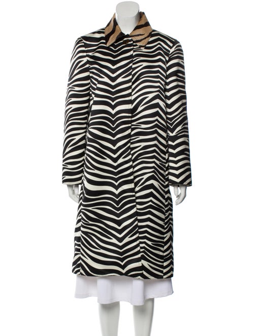Celine Ponyhair-Trimmed Zebra Print Coat multicolo