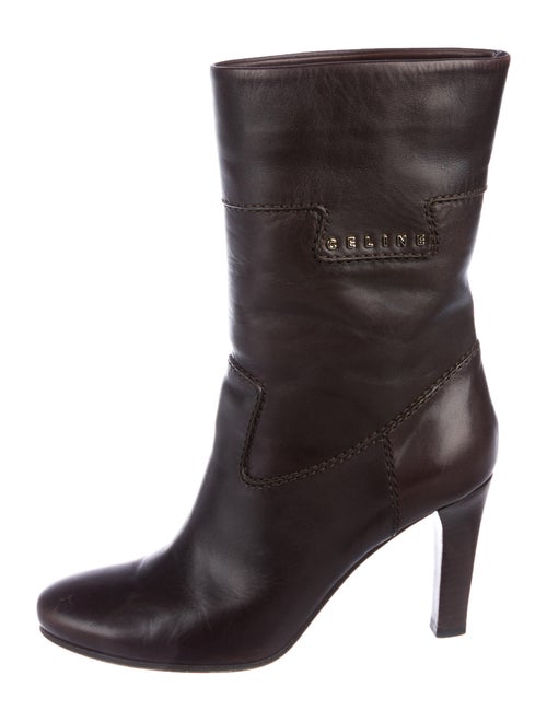 Celine Leather Ankle Boots gold