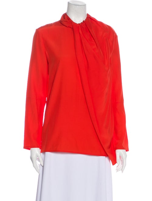 Celine Silk Mock Neck Blouse Orange