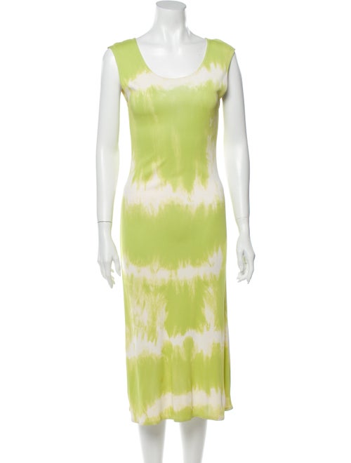 Celine Tie-Dye Print Midi Length Dress Green