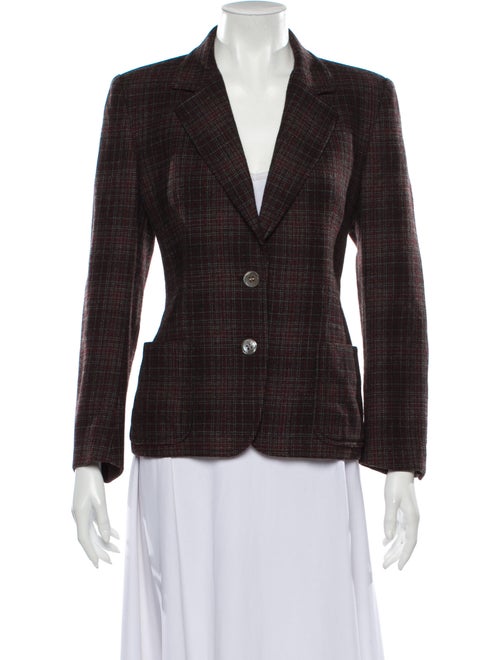 Celine Wool Plaid Print Blazer Wool