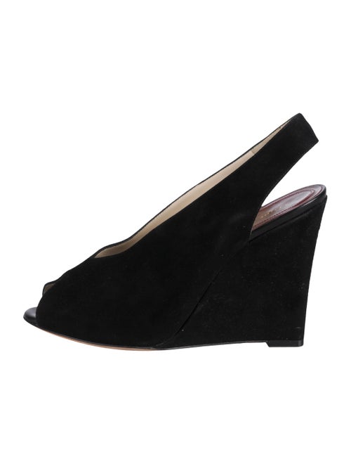 Celine Suede Slingback Wedges Black