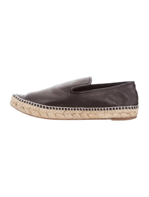 Celine Leather Pointed-Toe Espadrilles Black