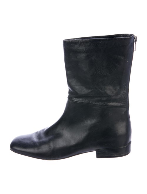 Celine Leather Square-Toe Boots Black