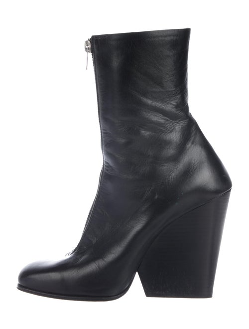Celine Leather Square-Toe Boots Black