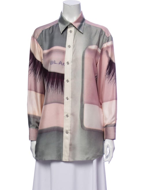 Celine 2018 Silk Button-Up Top Purple