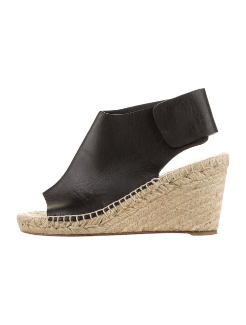 Celine Leather Espadrille Wedges Black