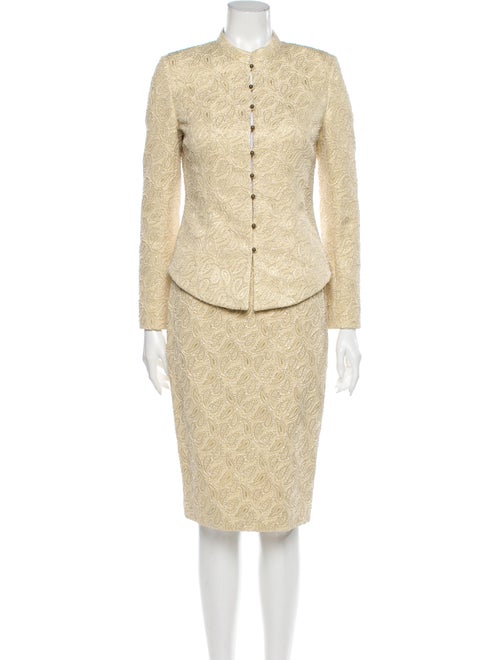 Celine Vintage Printed Skirt Suit Metallic