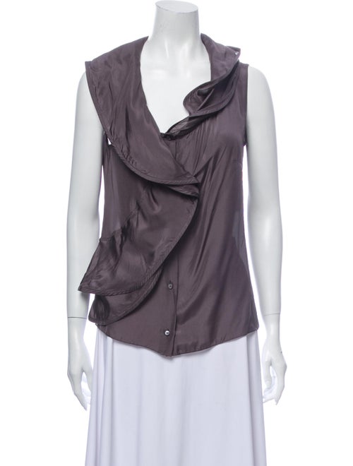 Celine Silk Cowl Neck Blouse Grey