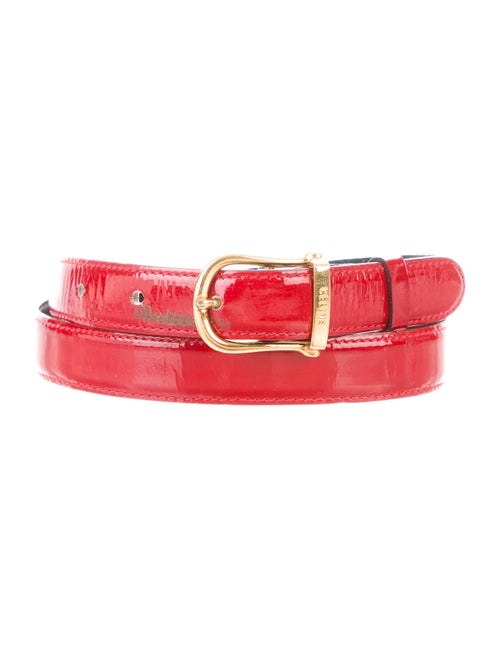 Celine Patent Leather Skinny Belt Red