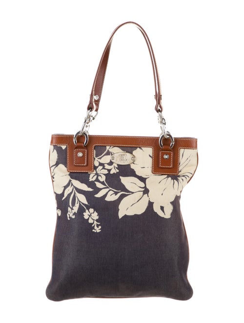 Celine Leather-Trimmed Shoulder Bag blue