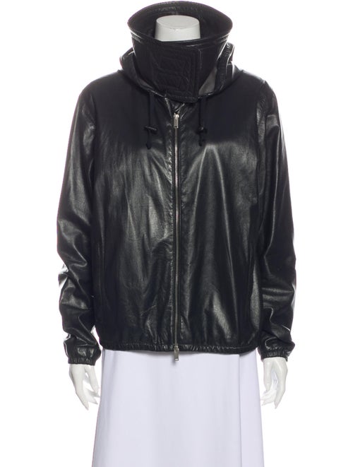 Celine Lamb Leather Bomber Jacket Black