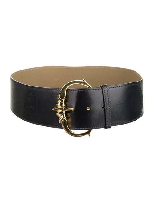 Celine Debossed Waist Belt Navy