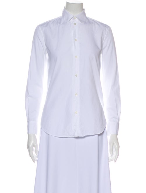 Celine Long Sleeve Button-Up Top White