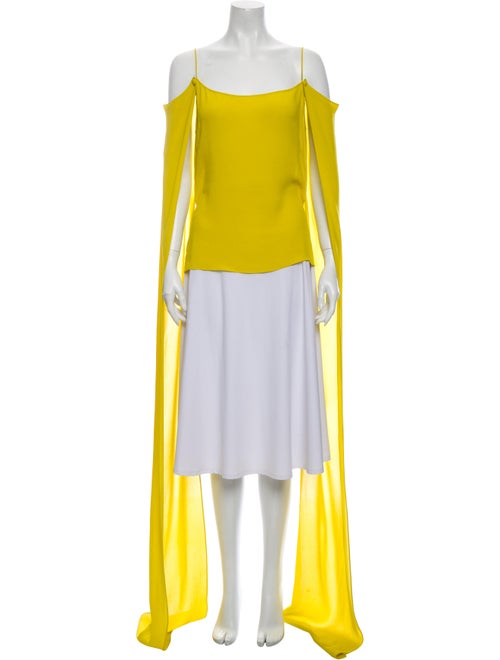 Celine Silk Square Neckline Top Yellow